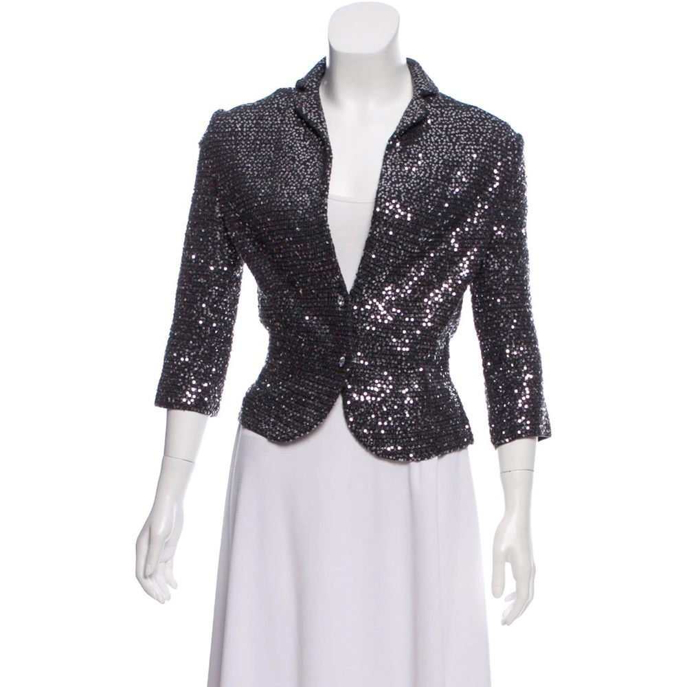 iisli Women’s Sequin Tiffany Blazer Gunmetal Gray Size 10 (runs small)